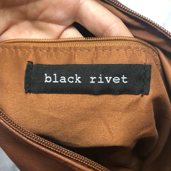 Black rivet cross body hobo bag chocolate brown - Picture 10 of 11